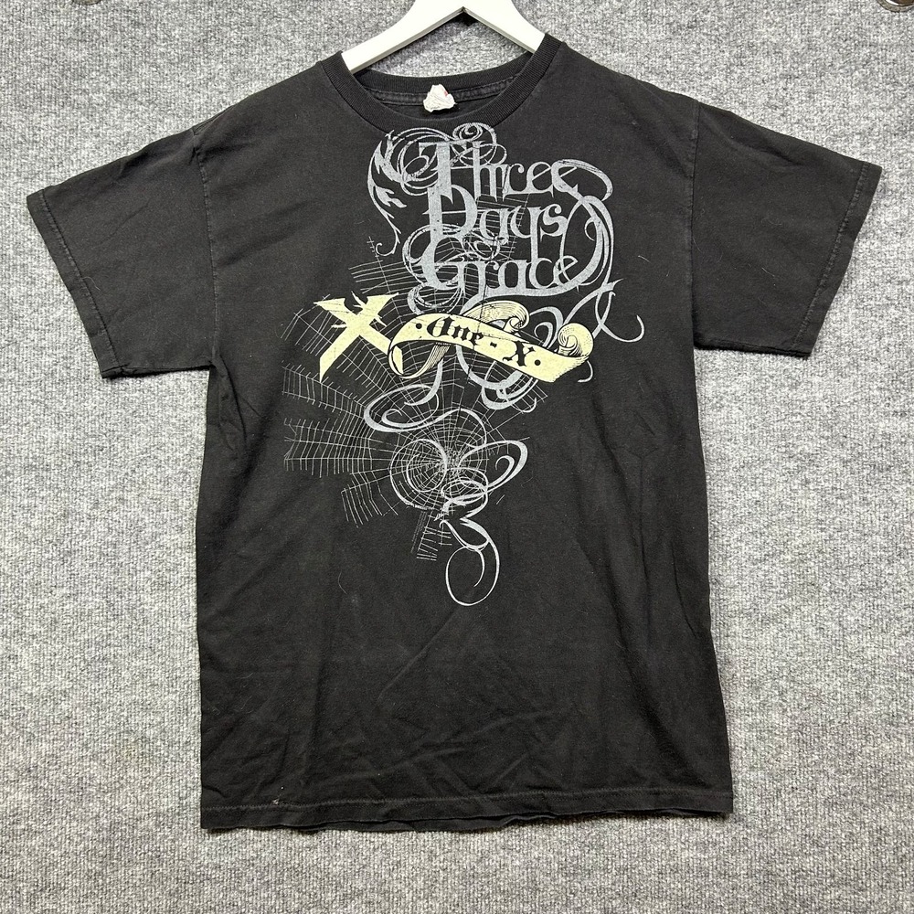 Alstyle Three Days Grace T-Shirt Men's Black Graphic Crew Neck Tee - Medium
